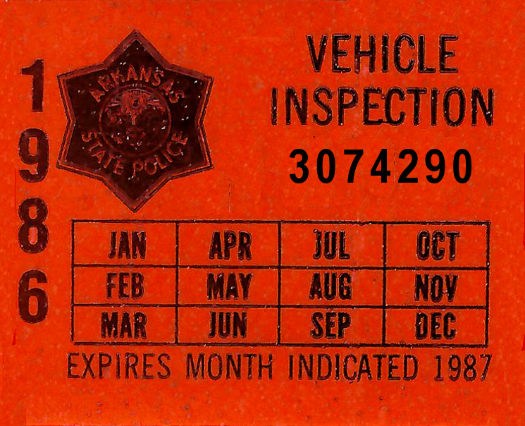 (image for) 1986 Arkansas Inspection Sticker
